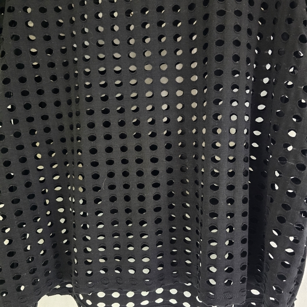 INC Macys Black Open Knot Eyelet Short Sleeve Shirt Cover Up So Soft Size 1X EUC - Picture 10 of 11